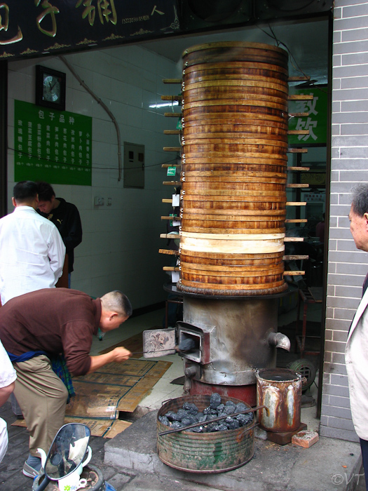 Dumplings stomen in in de moslimwijk in Xian