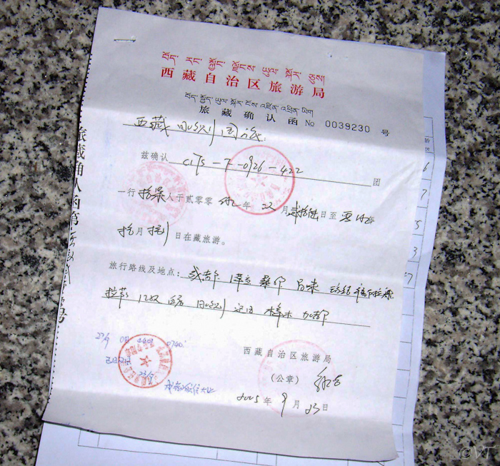09 het noodzakelijke Tibetaanse permit