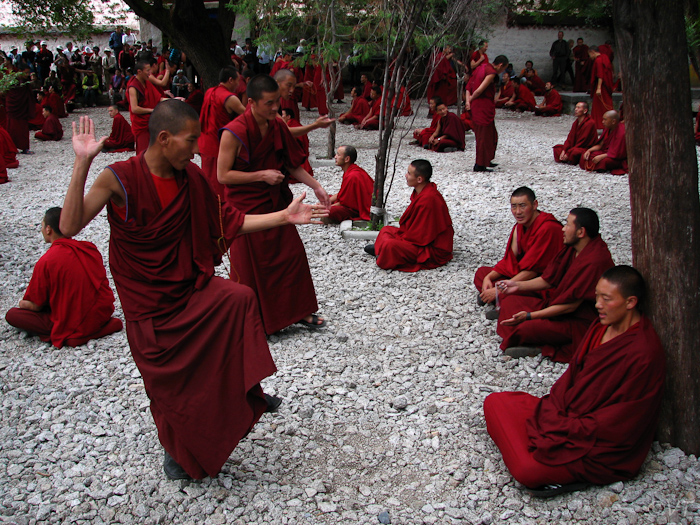 24 debatterende monniken in het Sera-klooster