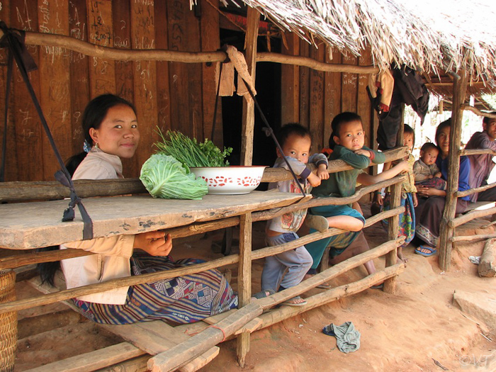 40  groenteverkoop langs de weg in noord-Laos