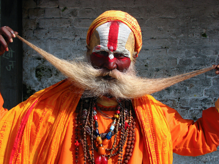 Holyman of sadu bij de Pashupathinath Hindu-tempel, Nepal