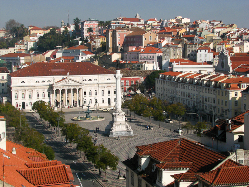 het Rossio Praca, het belangrijkste plein in Lissabon