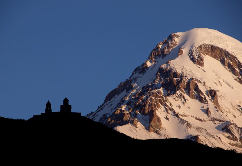 ook de tweede ochtend hadden we dit fantastische uitzicht op de Kazbek