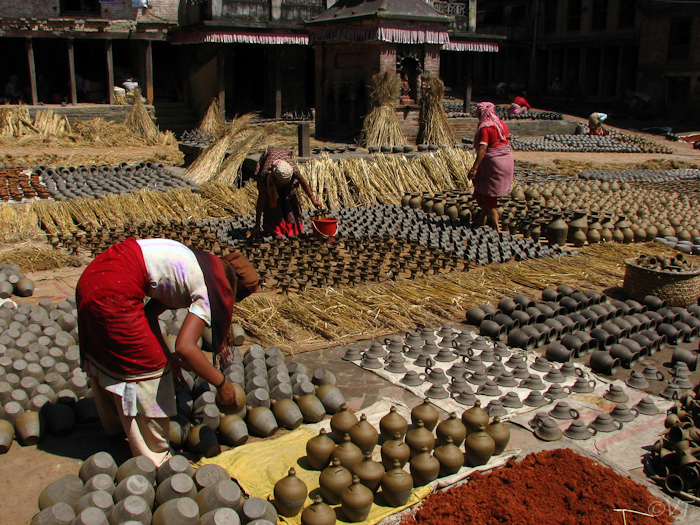 70 het pottenbakkersplein in Bhaktapur